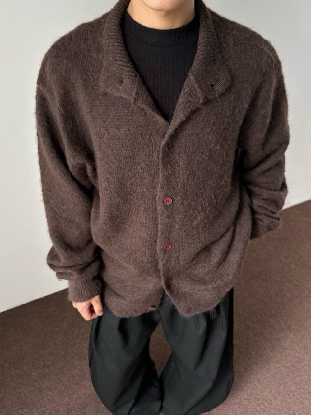 Men's Brown Button-Up Shawl Collar Sweater (brand new with tags)